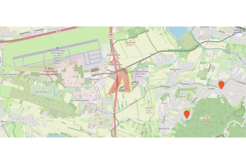 krakowski, Zabierzów, Balice, Medweckiego, Usługowa - PORT LOTNICZY BALICE